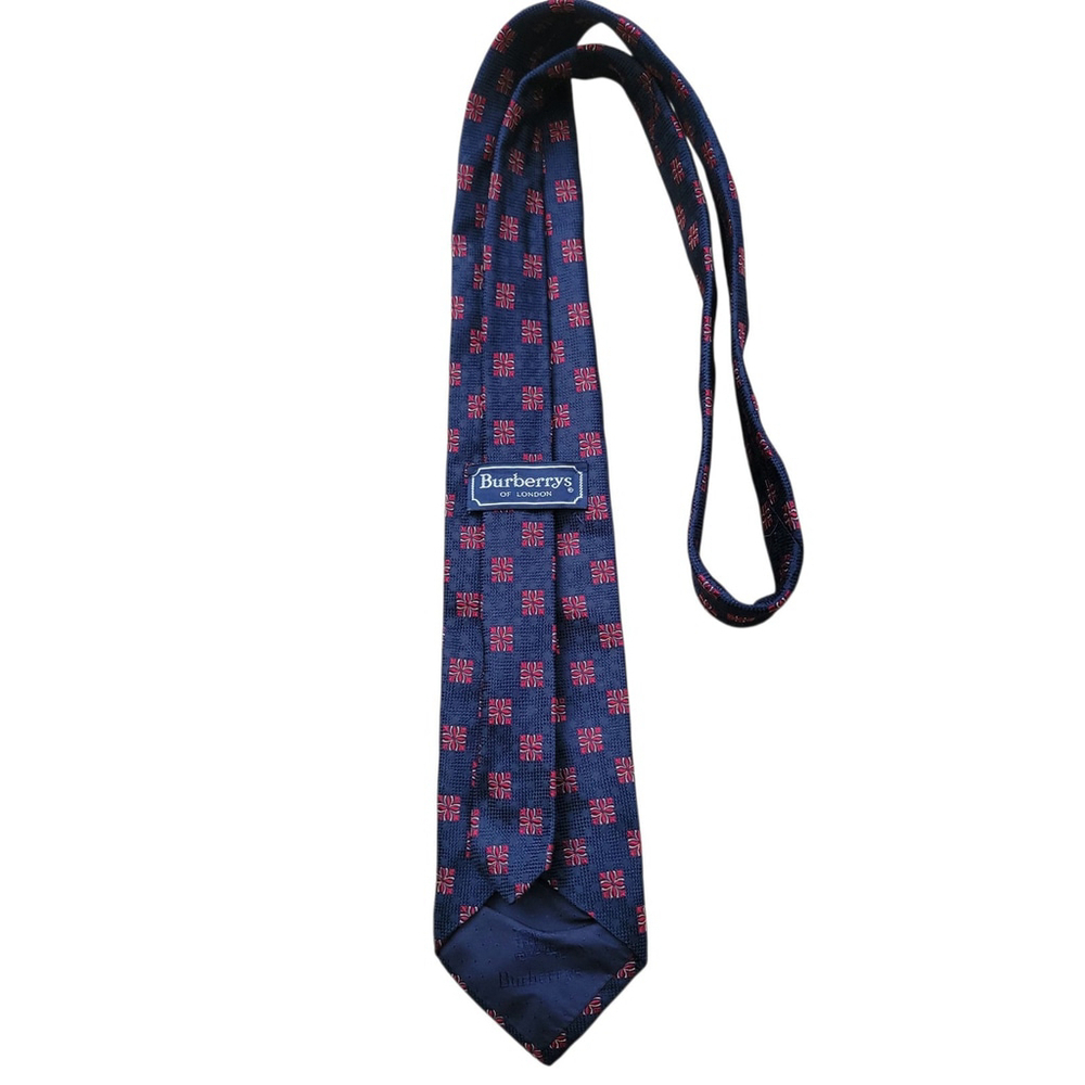Burberry London Men's Geometric Hand Sewn Silk Neck Tie Width 3" - Picture 3 of 5